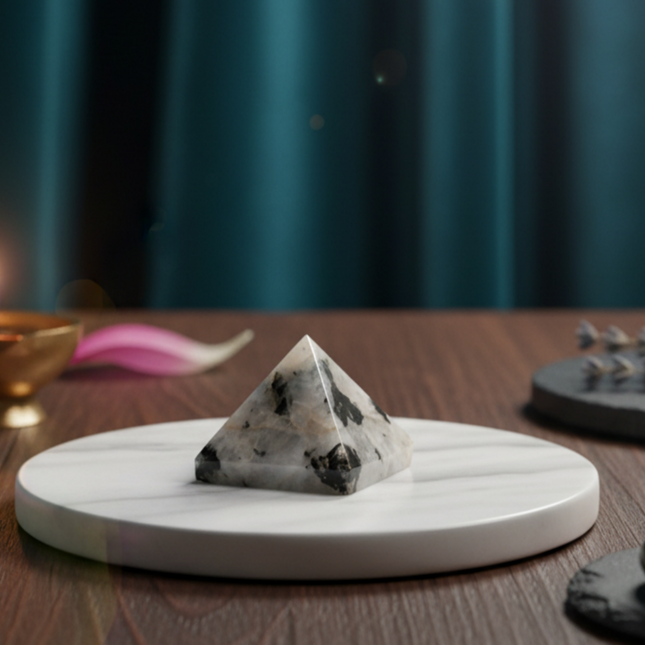 100% Pure Rainbow Moonstone Crystal Pyramid