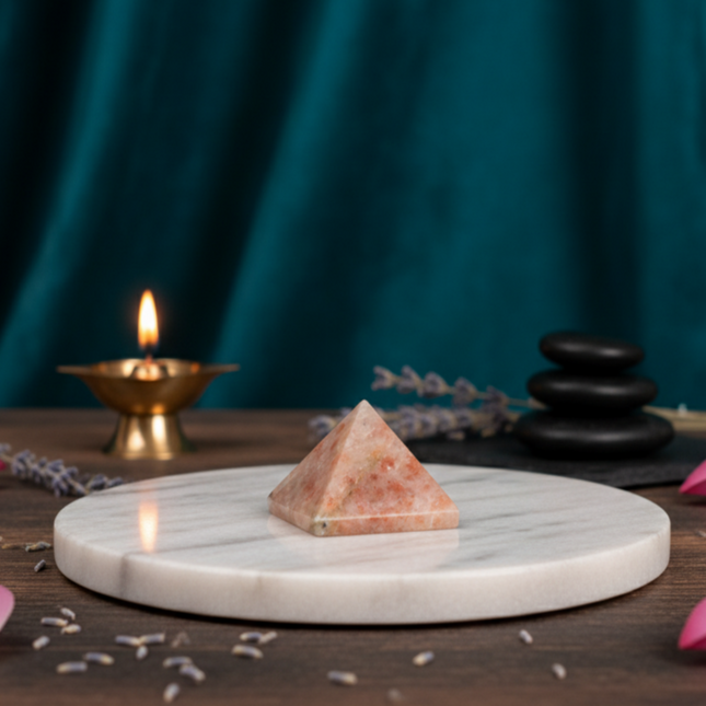 100% Pure Sun Gemstone Crystal Pyramid