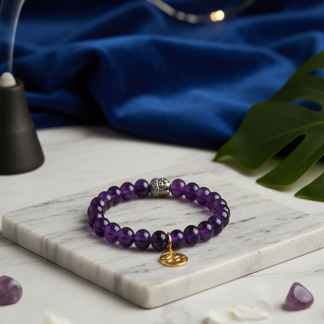 Aquarius Amethyst Energy Bracelet with Charm