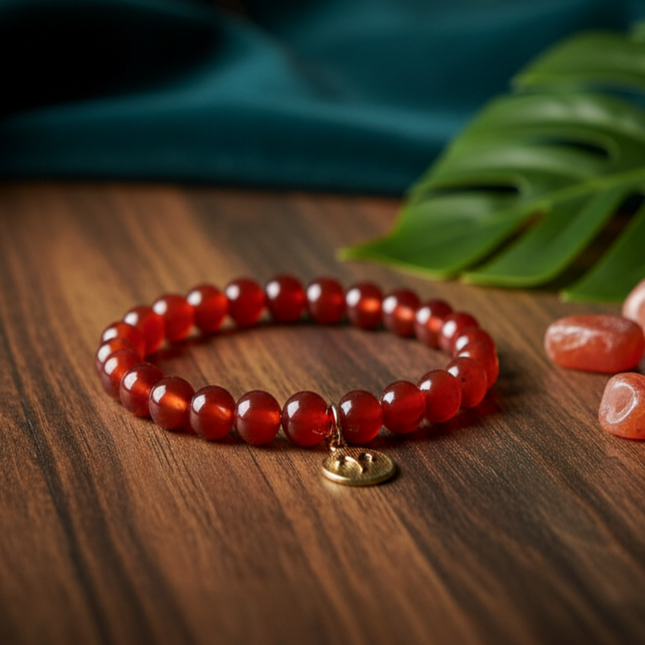 Aries Carnelian Energy Bracelet with Charm