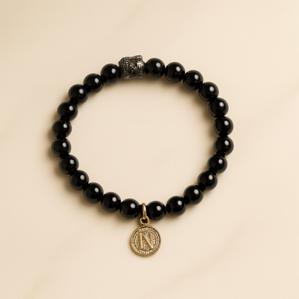 Capricorn Black Tourmaline Energy Bracelet with Charm