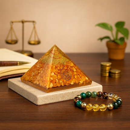 Citrine Pyramid with Dhan Yog Band