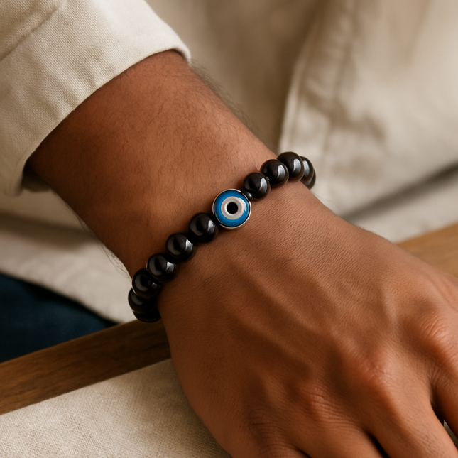Evil Eye Energy Bracelet with Black Obsidian