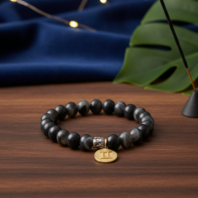 Gemini Agate Energy Bracelet with Charm