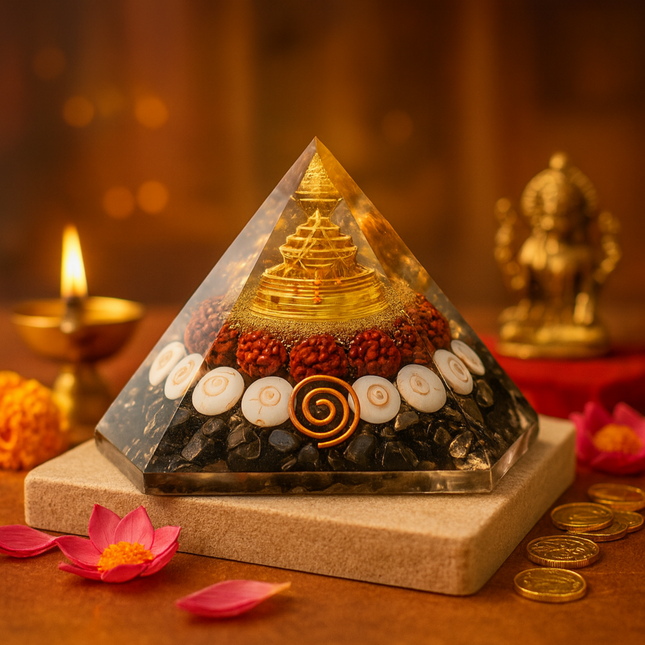 Lakshmi Sacred Yantra Crystal Pyramid