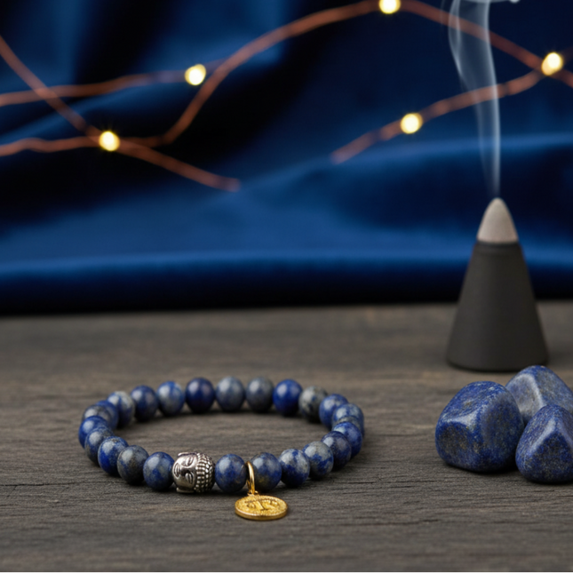 Libra Lapis Lazuli Energy Bracelet with Charm