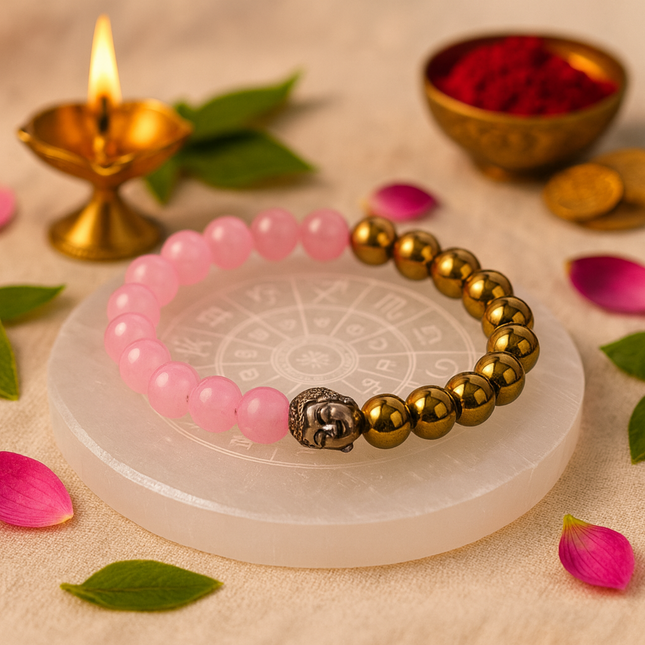 Love & Lakshmi Power Combo - Love Money Attractor Energy Bracelet with Selenite Plate