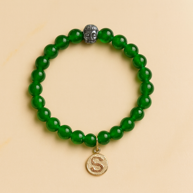 Pisces Green Jade Energy Bracelet with Charm
