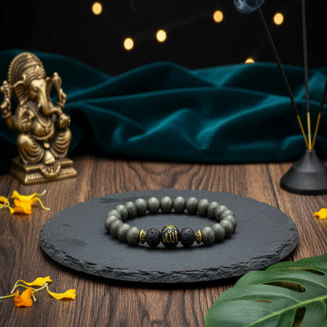 Pyrite with Buddha Mantra Band