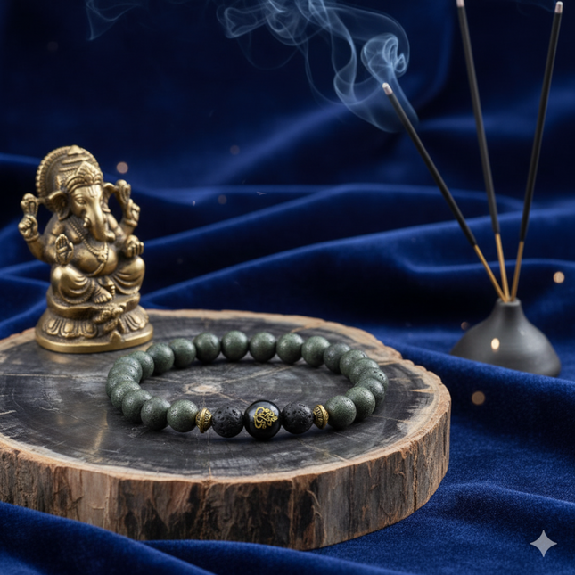 Pyrite with Ganesh Bead Band