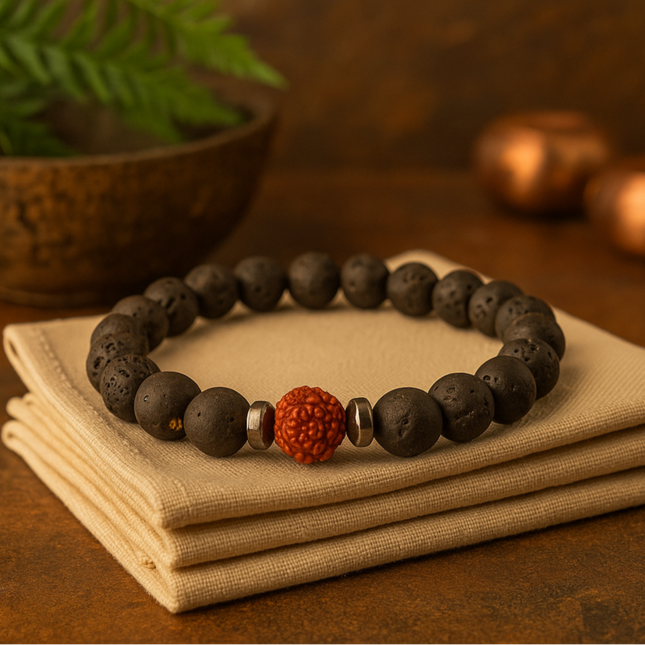 Sawan Siddh Lava Rudraksha Band