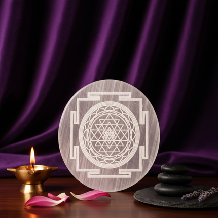 Shree Sacred Yantra Selenite Plate