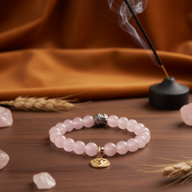 Taurus Rose Quartz Energy Bracelet with Charm